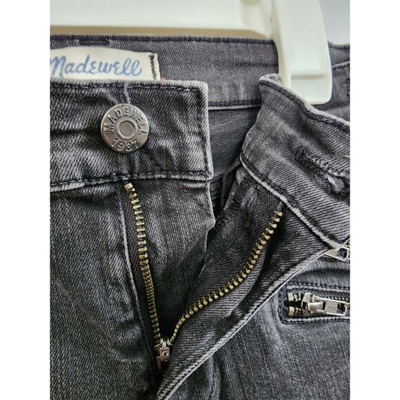 Madewell Skinny Skinny Jeans Dark Wash Sz 27 Biker Moto Zipper Bold Punk Baddie - Picture 6 of 13